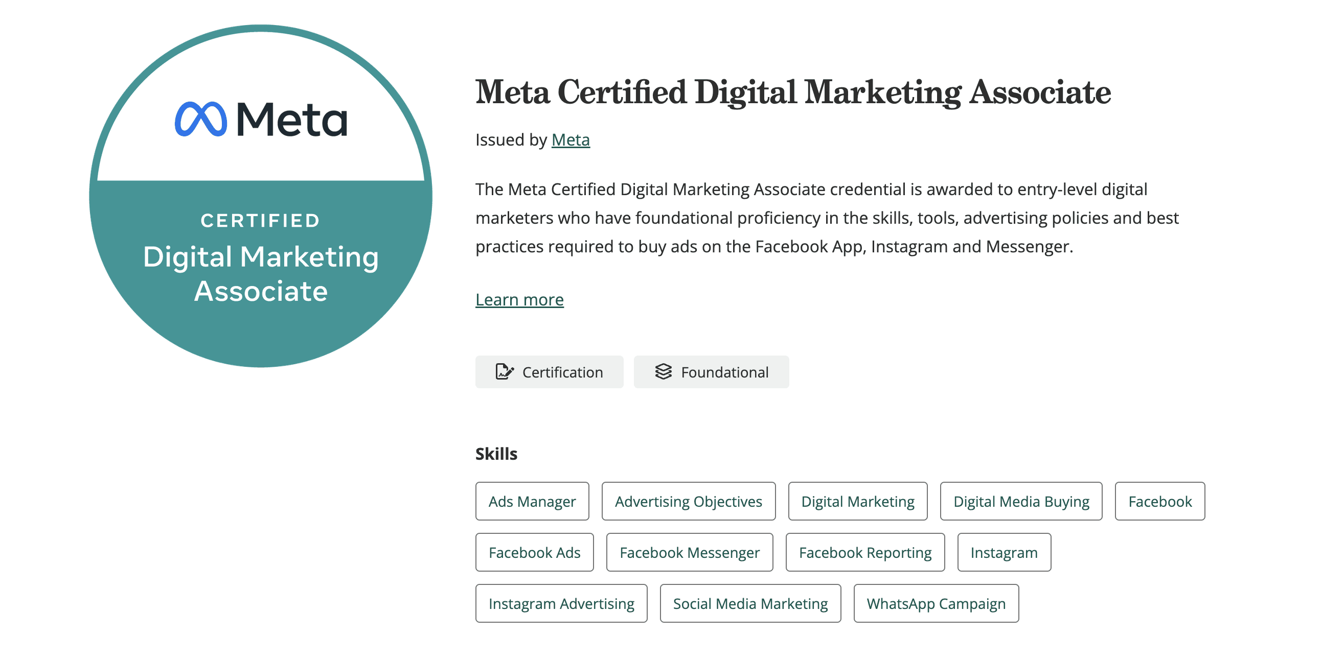 Meta Certified Digital Marketing Associate